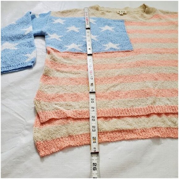 POL Oversize Loose Fit American Flag Lightweight Leisure Sweater Knit Top Size S - Picture 6 of 8